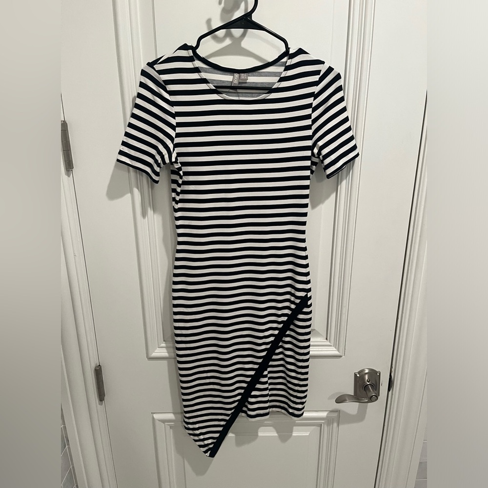 ASOS Asymmetrical Black and White Striped Dress